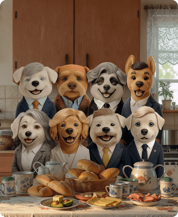Perritos tomando once